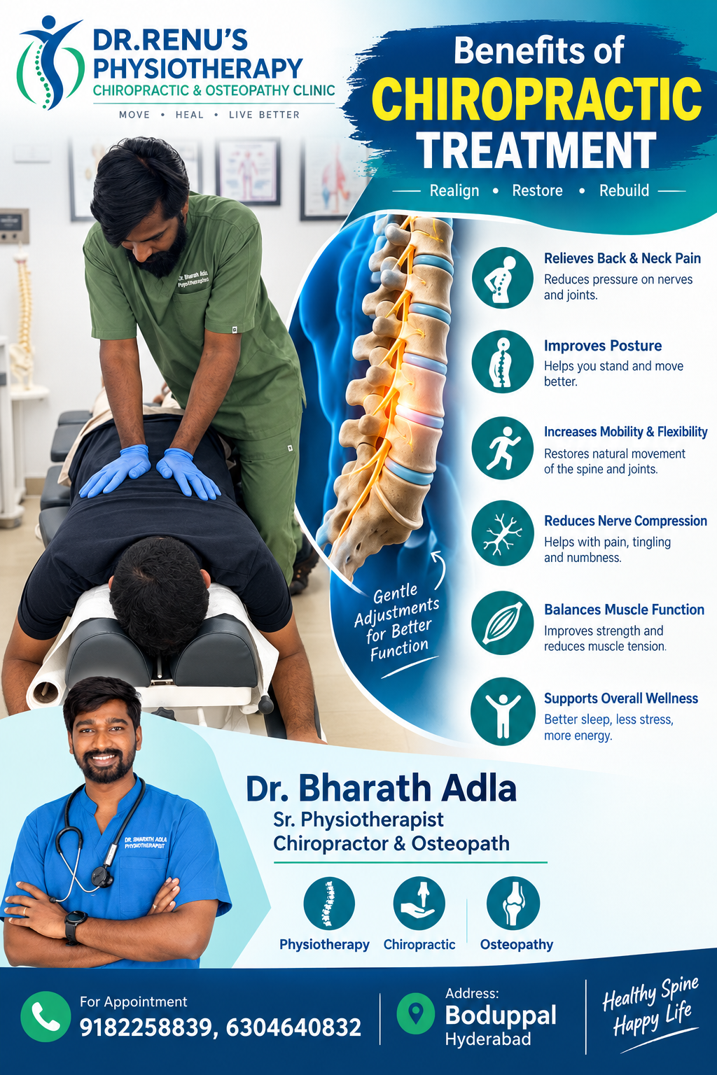 Chiropractic Spinal Adjustment at Dr. Renu Clinic